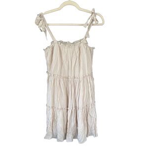 D2 Trixxi Boho Cream Tiered Mini Babydoll Dress Size Small